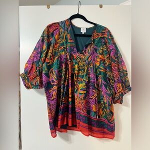 J Marie Vibrant Tropical Print Blouse